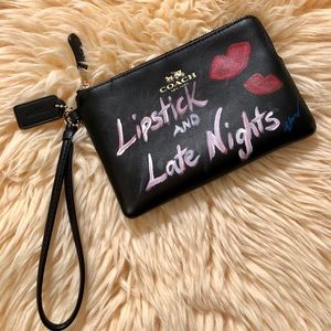 Hand Painted Leather Coach wristlet